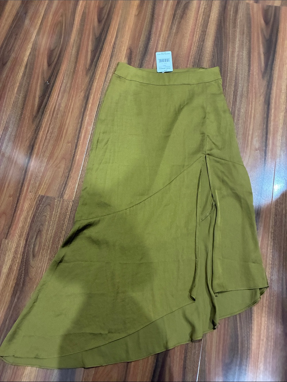 Free People Olive Green Asymmetrical Midi Skirt